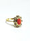 Bague 58 Bague en or jaune 18 carats avec diamants et corail rouge 58 Facettes
