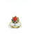 Bague 58 Bague en or jaune 18 carats avec diamants et corail rouge 58 Facettes