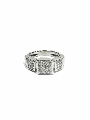 Bague 54 Didier Guerin - Bague pavée de diamants en or blanc 58 Facettes