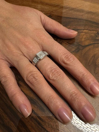 Bague 54 Didier Guerin - Bague pavée de diamants en or blanc 58 Facettes