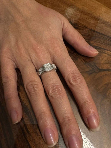 Bague 54 Didier Guerin - Bague pavée de diamants en or blanc 58 Facettes