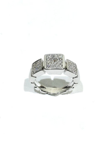 Bague 54 Didier Guerin - Bague pavée de diamants en or blanc 58 Facettes