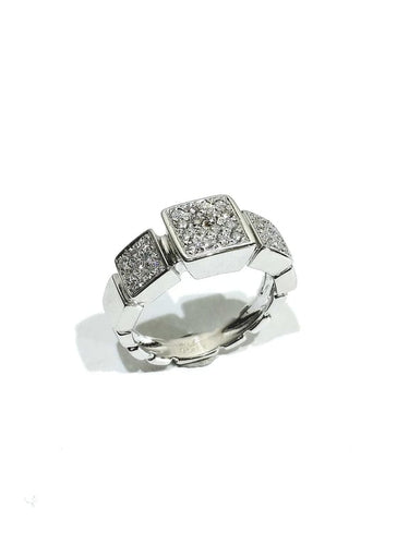 Bague 54 Didier Guerin - Bague pavée de diamants en or blanc 58 Facettes