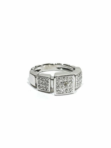 Bague 54 Didier Guerin - Bague pavée de diamants en or blanc 58 Facettes
