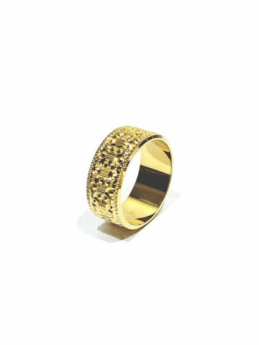 Bague 54 Alliance large femme en or rose 18 carats 58 Facettes