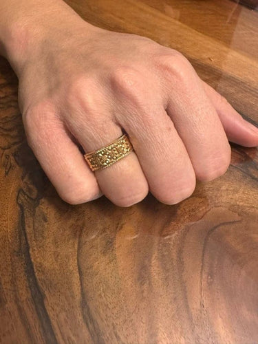Bague 54 Alliance large femme en or rose 18 carats 58 Facettes