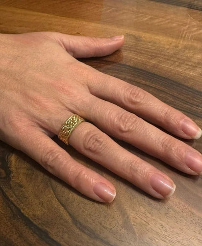Bague 54 Alliance large femme en or rose 18 carats 58 Facettes