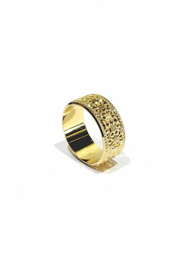 Bague 54 Alliance large femme en or rose 18 carats 58 Facettes