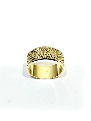 Bague 54 Alliance large femme en or rose 18 carats 58 Facettes