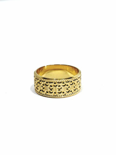 Bague 54 Alliance large femme en or rose 18 carats 58 Facettes