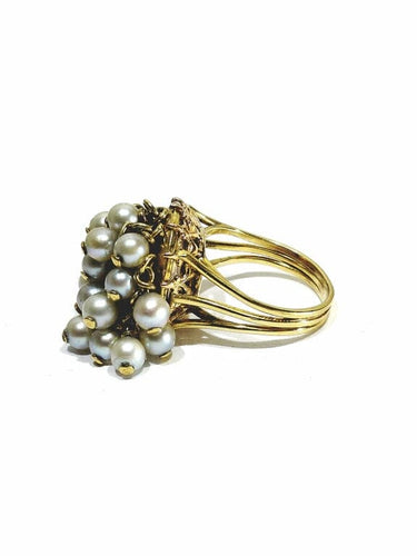 Bague 51.5 Bague articulée en or jaune 18 carats et perles 58 Facettes
