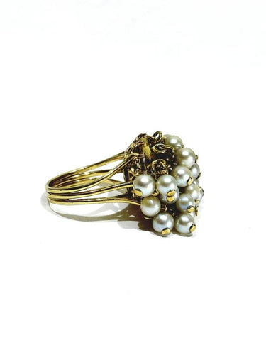 Bague 51.5 Bague articulée en or jaune 18 carats et perles 58 Facettes