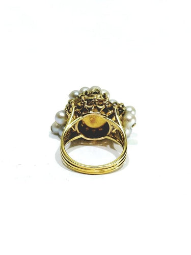 Bague 51.5 Bague articulée en or jaune 18 carats et perles 58 Facettes