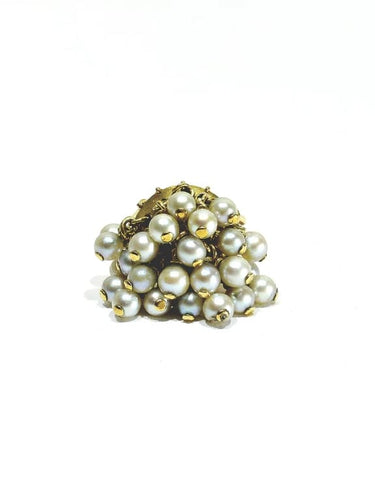 Bague 51.5 Bague articulée en or jaune 18 carats et perles 58 Facettes