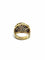 Bague 54 Bague ajourée en or champagne 18 carats avec diamants et rubis synthétiques 58 Facettes