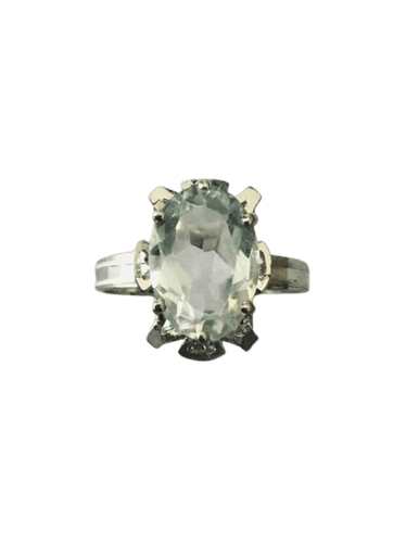 Bague 55 Bague en or blanc 18 carats sertie d’une aigue-marine 58 Facettes 598291