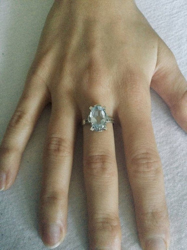 Bague 55 Bague en or blanc 18 carats sertie d’une aigue-marine 58 Facettes 598291