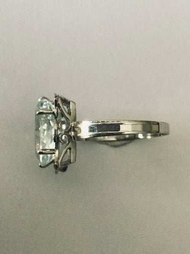 Bague 55 Bague en or blanc 18 carats sertie d’une aigue-marine 58 Facettes 598291