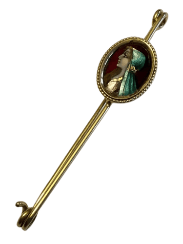 Broche Bonnadier Limoges - Broche/épingle en or jaune 18 carats et émail 58 Facettes