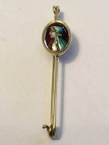 Broche Bonnadier Limoges - Broche/épingle en or jaune 18 carats et émail 58 Facettes