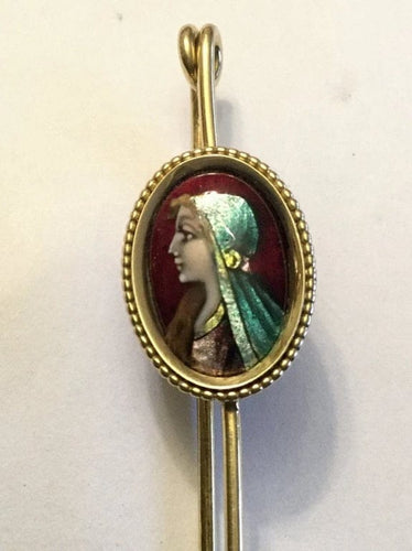 Broche Bonnadier Limoges - Broche/épingle en or jaune 18 carats et émail 58 Facettes