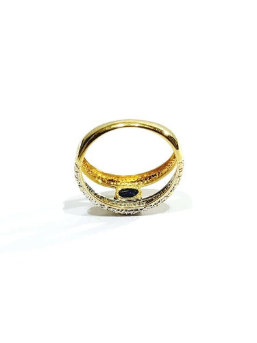 Bague 57 Bague en or jaune et blanc 18 carats avec saphir et diamants 58 Facettes 664056