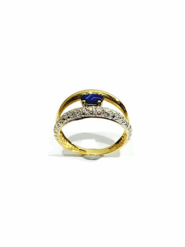 Bague 57 Bague en or jaune et blanc 18 carats avec saphir et diamants 58 Facettes 664056