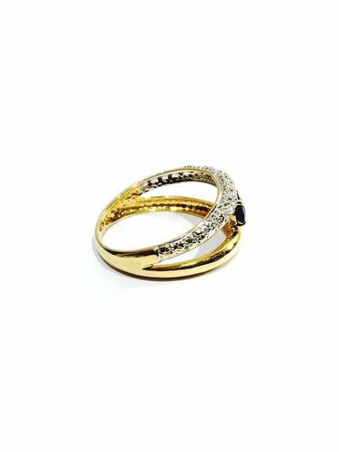 Bague 57 Bague en or jaune et blanc 18 carats avec saphir et diamants 58 Facettes 664056