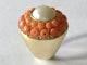 Bague 50.5 Bague en or jaune 18 carats avec perle et corail 58 Facettes 626374