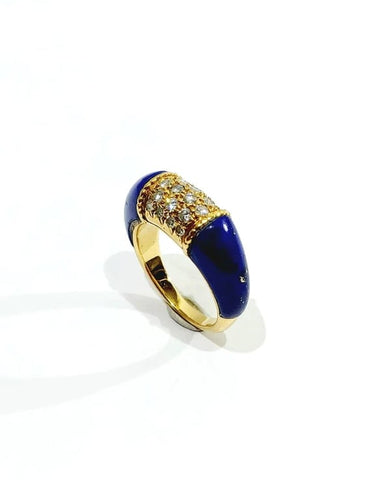 Bague 52 Bague en or jaune 18 carats avec lapis-lazuli et diamants 58 Facettes 87543