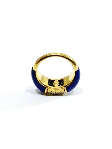 Bague 52 Bague en or jaune 18 carats avec lapis-lazuli et diamants 58 Facettes 87543