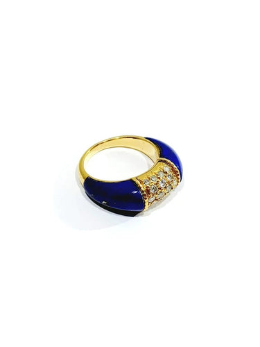 Bague 52 Bague en or jaune 18 carats avec lapis-lazuli et diamants 58 Facettes 87543