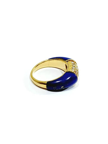 Bague 52 Bague en or jaune 18 carats avec lapis-lazuli et diamants 58 Facettes 87543