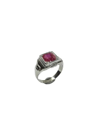 Bague 51.5 Bague Art déco en or blanc 18 carats à pierre rose synthétique 58 Facettes 985543