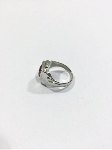 Bague 51.5 Bague Art déco en or blanc 18 carats à pierre rose synthétique 58 Facettes 985543