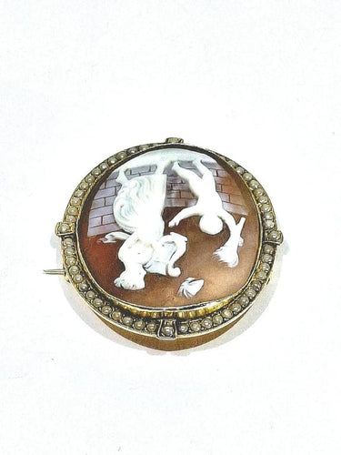 Broche Broche camée coquillage et perles en or 18 carats 58 Facettes 984985