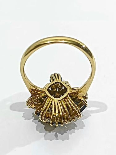 Bague 56.5 Bague en or jaune 18 carats à diamants et saphirs poire 58 Facettes