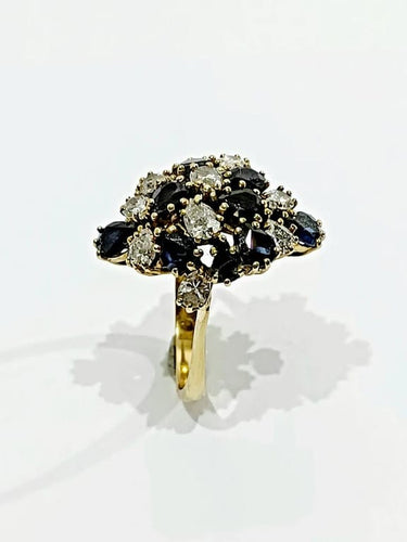 Bague 56.5 Bague en or jaune 18 carats à diamants et saphirs poire 58 Facettes