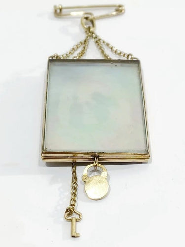 Pendentif Broche médaillon - Broche en or rose 18 carats et verre églomisé 58 Facettes 3055/1
