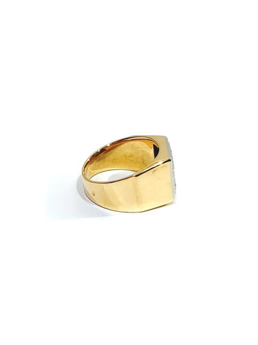 Bague 53 Bague chevalière en or rose 18 carats pavée de diamants 58 Facettes 934506