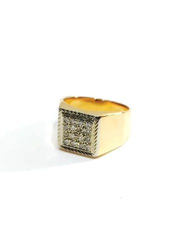 Bague 53 Bague chevalière en or rose 18 carats pavée de diamants 58 Facettes 934506