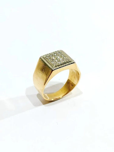 Bague 53 Bague chevalière en or rose 18 carats pavée de diamants 58 Facettes 934506