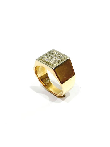 Bague 53 Bague chevalière en or rose 18 carats pavée de diamants 58 Facettes 934506