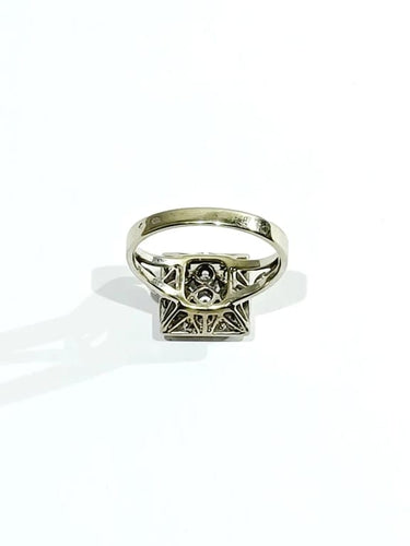 Bague 54 Bague pavée de 9 diamants en or blanc 18 carats 58 Facettes