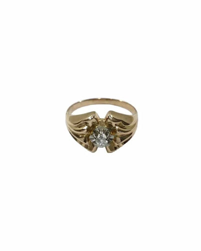 Bague 59 Bague en or rose 18 carats sertie d’un diamant brillant 58 Facettes