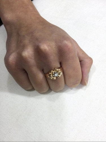 Bague 59 Bague en or rose 18 carats sertie d’un diamant brillant 58 Facettes