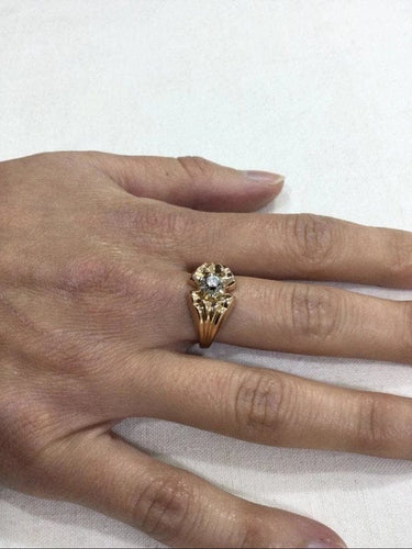 Bague 59 Bague en or rose 18 carats sertie d’un diamant brillant 58 Facettes