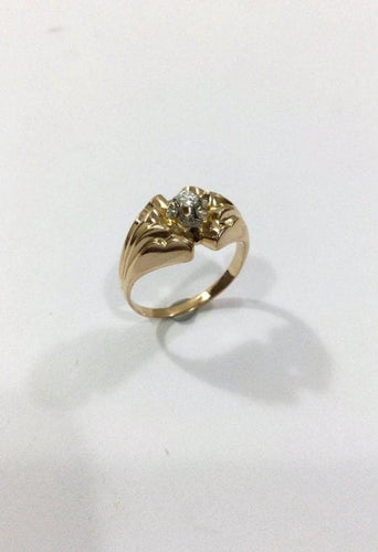 Bague 59 Bague en or rose 18 carats sertie d’un diamant brillant 58 Facettes