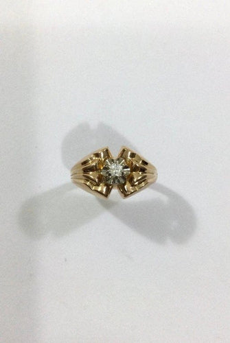 Bague 59 Bague en or rose 18 carats sertie d’un diamant brillant 58 Facettes