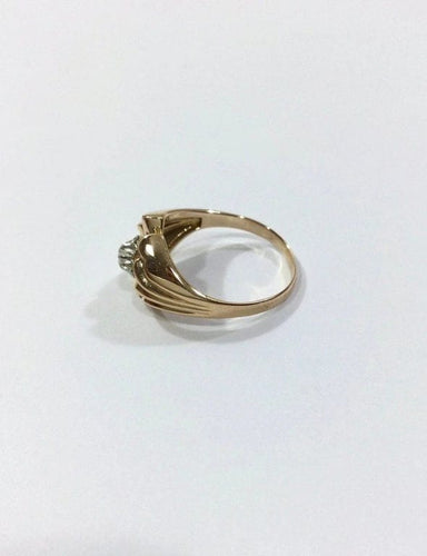 Bague 59 Bague en or rose 18 carats sertie d’un diamant brillant 58 Facettes
